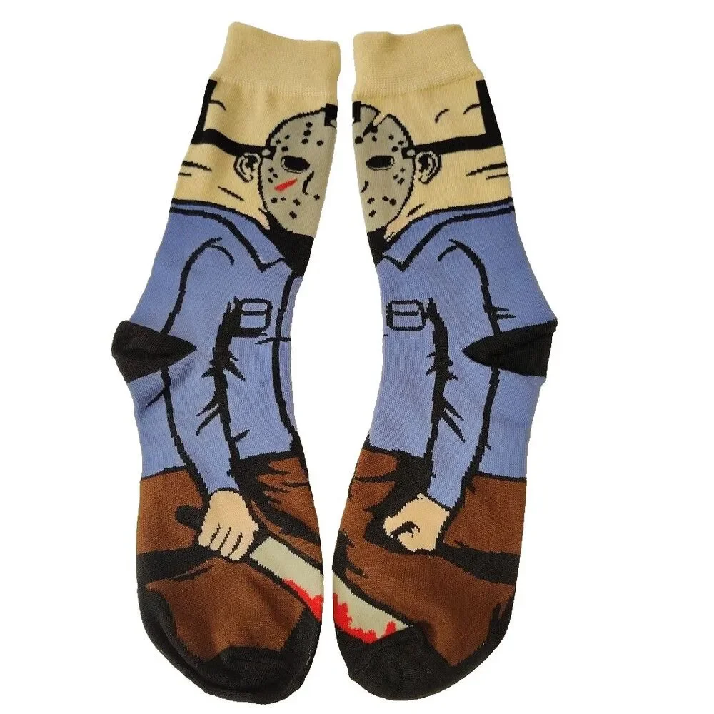 Halloween Friday 13th Jason Michael Myers Movies 2 Pair Men Sz 6-12 Socks NWOT